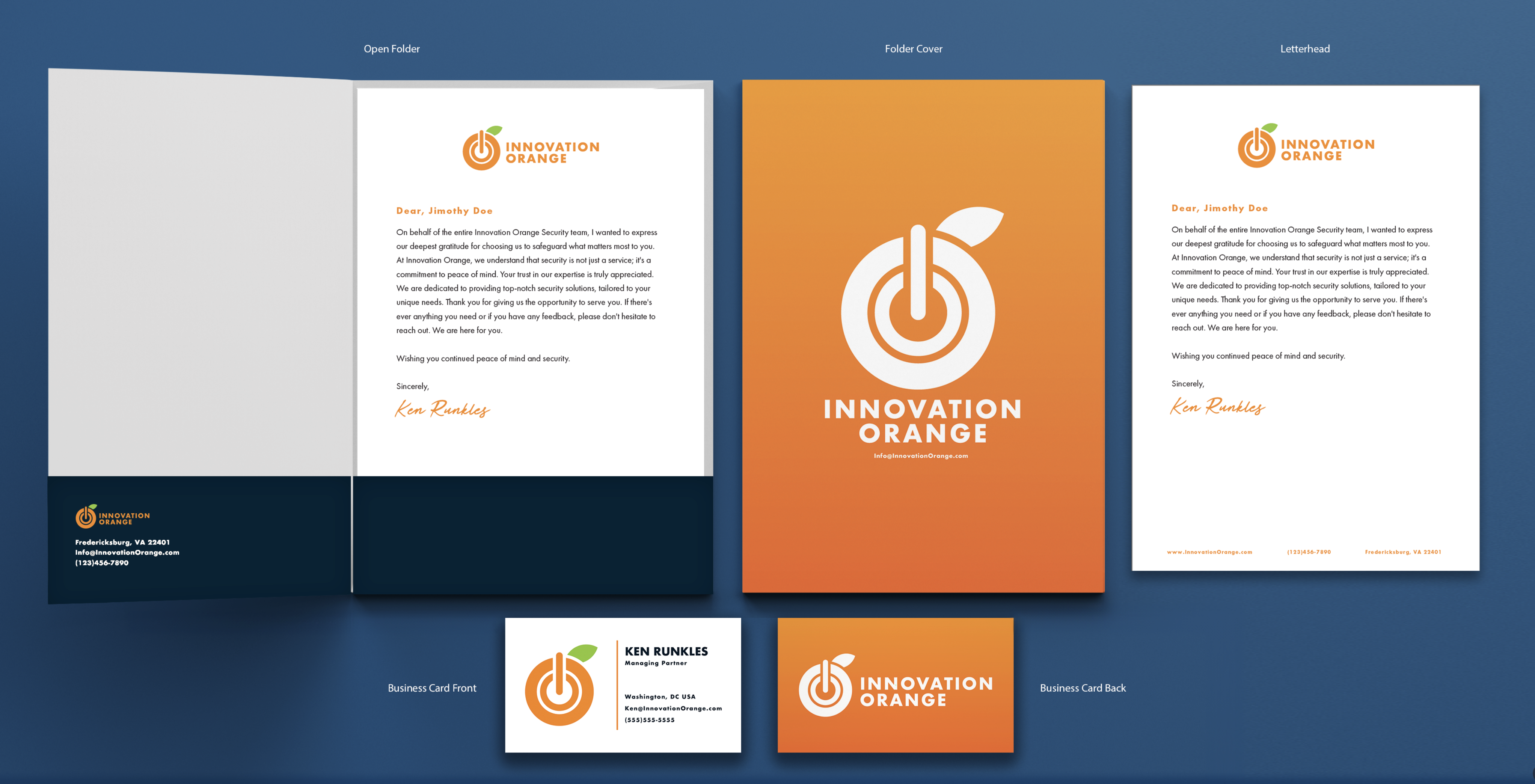 Innovation Orange stationary and business cards